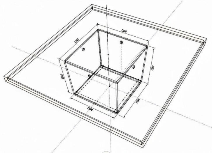 3D printing "ghost" drawing of square on square GroCup
